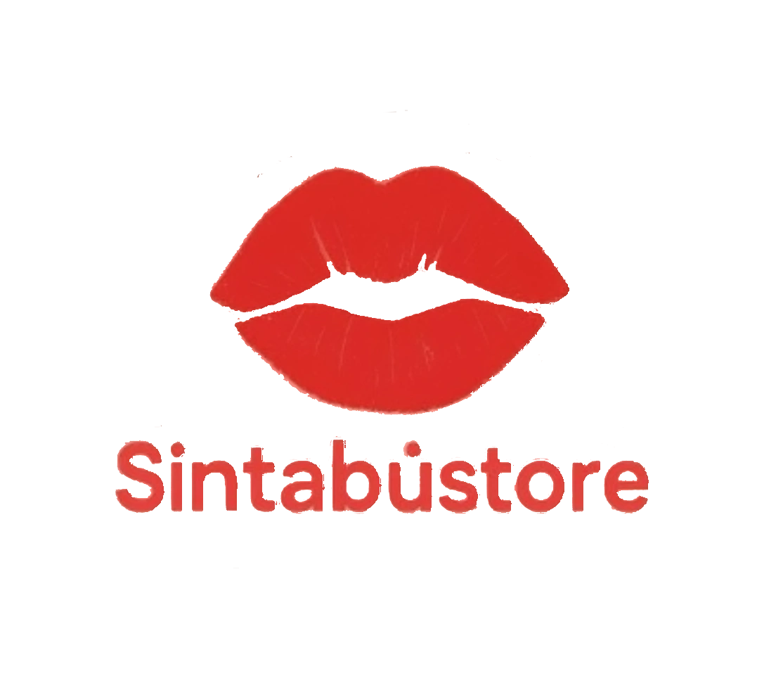 Un logotipo para sintabustore con un labio rojo sobre un fondo blanco.