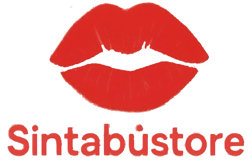 Un logotipo para sintabustore con un labio rojo sobre un fondo blanco.