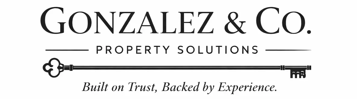 Logo for Gonzalez & Co., Property Solutions, with a key illustration and the tagline: 