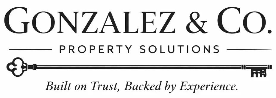 Logo of Gonzalez & Co. Property Solutions, with a key illustration and the tagline 