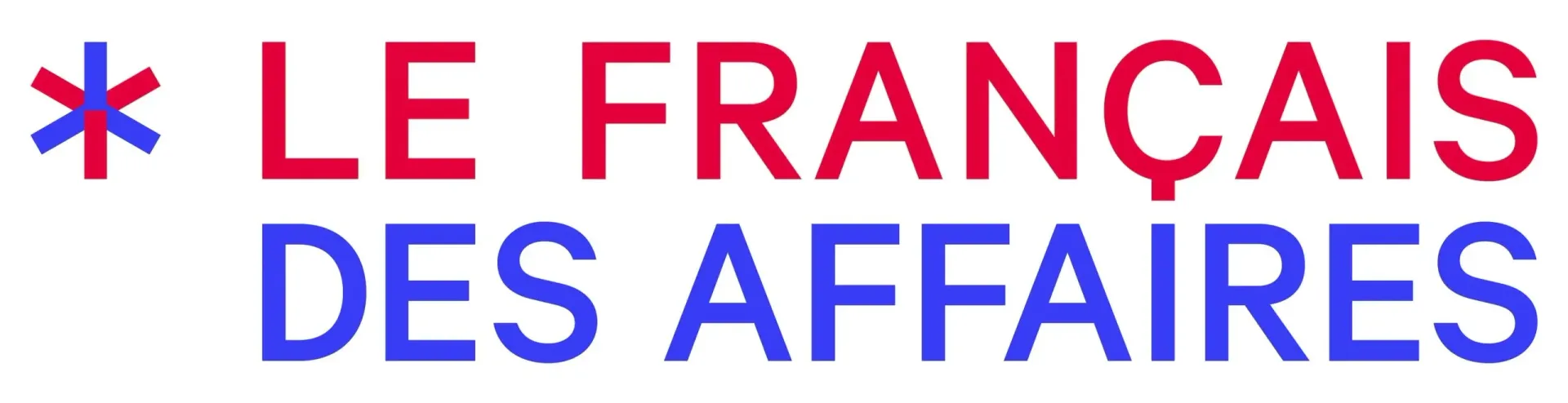 Logo indiquant « Le Français des Affaires » en rouge et bleu avec une icône en forme d'astérisque rouge