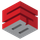 A red and gray cube with two arrows pointing in opposite directions.