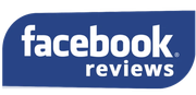A blue facebook reviews logo on a white background
