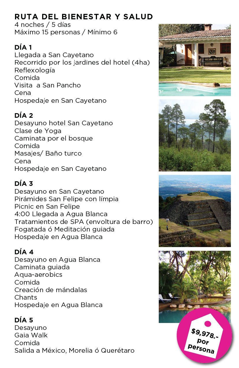A brochure for ruta del bienestar y salud in spanish