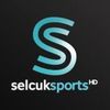 Selçuk Sports HD logosu: Siyah arka plan üzerinde stilize edilmiş, açık mavi bir 