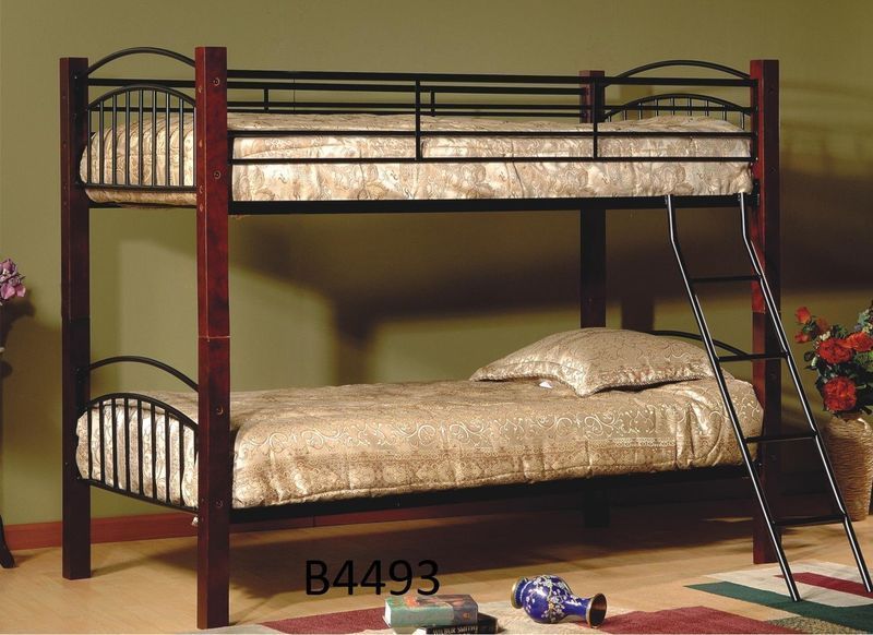 A bunk bed with the number b4493 on it
