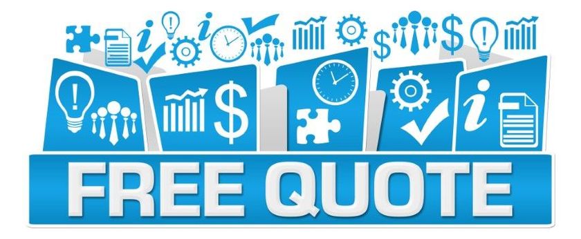A blue sign that says free quote on it