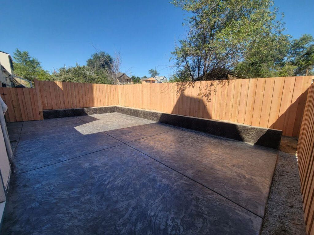 Finished construction of a stamped concrete surface