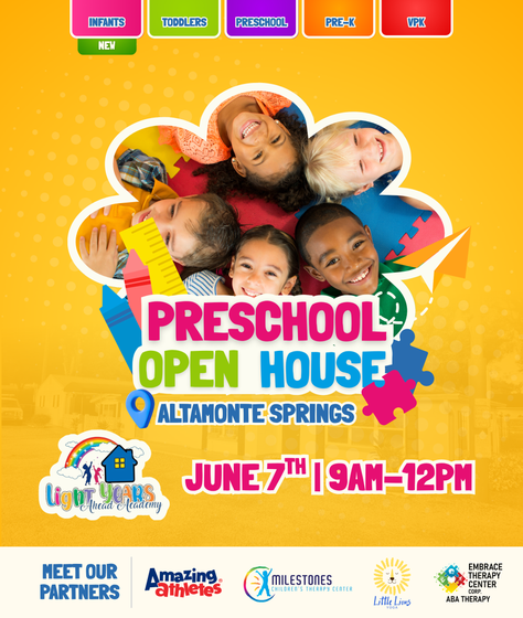 An advertisement for a preschool open house in altamonte springs