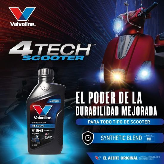 Una botella de aceite para scooter Valvoline 4 Tech