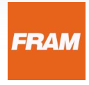 El logotipo de Fram es naranja y blanco sobre un fondo blanco.