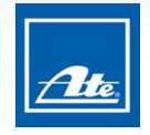 El logotipo de ATE es azul y blanco en un cuadrado sobre un fondo blanco.