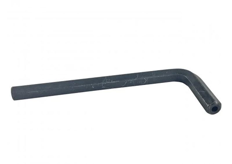 Hex key, angled metal tool with a six-sided head.