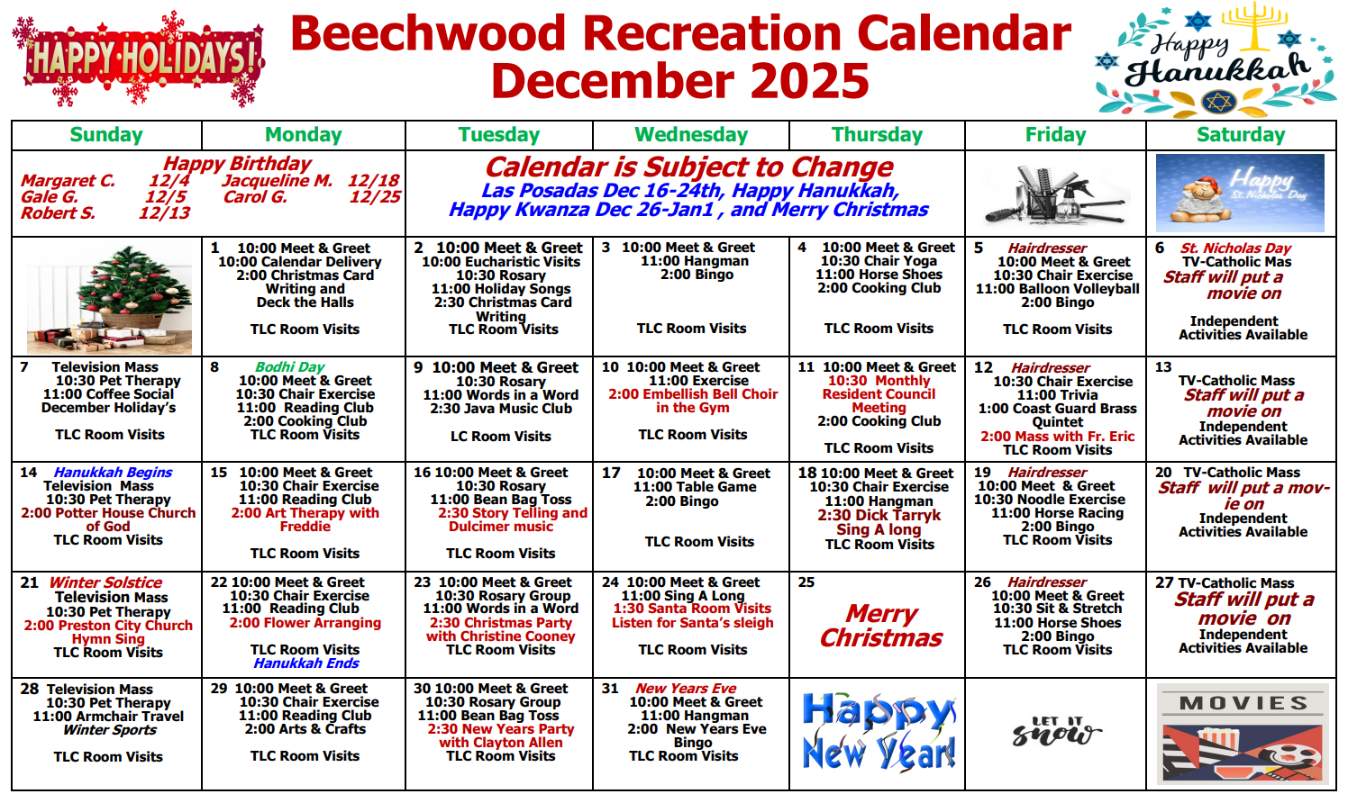 Calendar | Beechwood Calendar | Beechwood