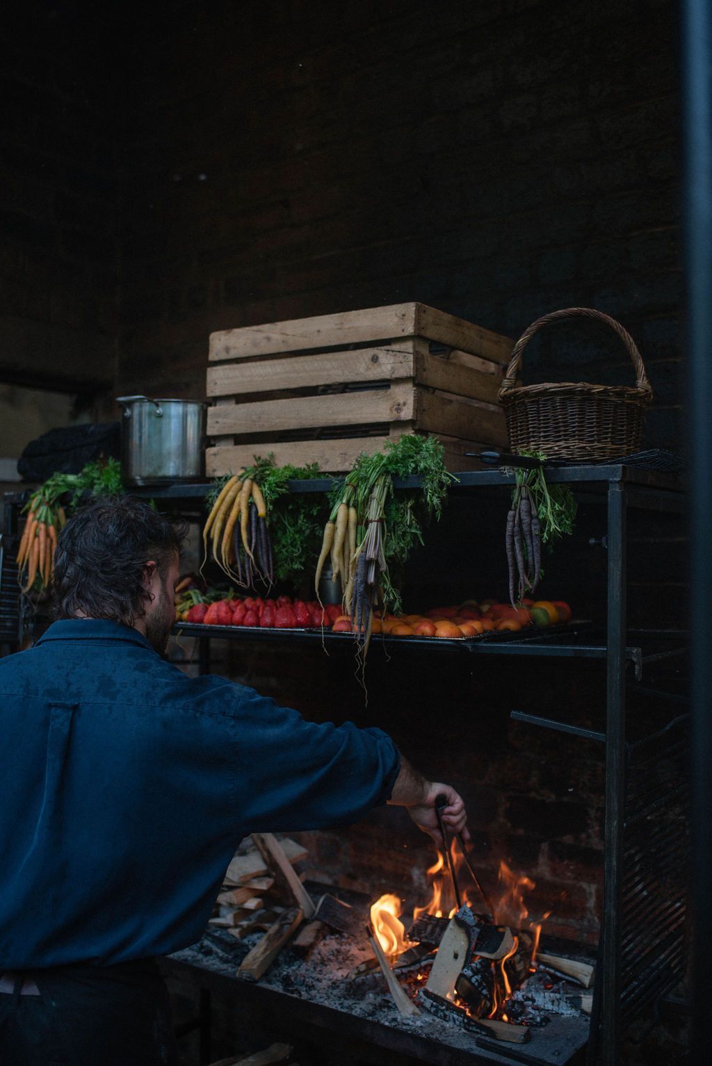 chef cooking over fire