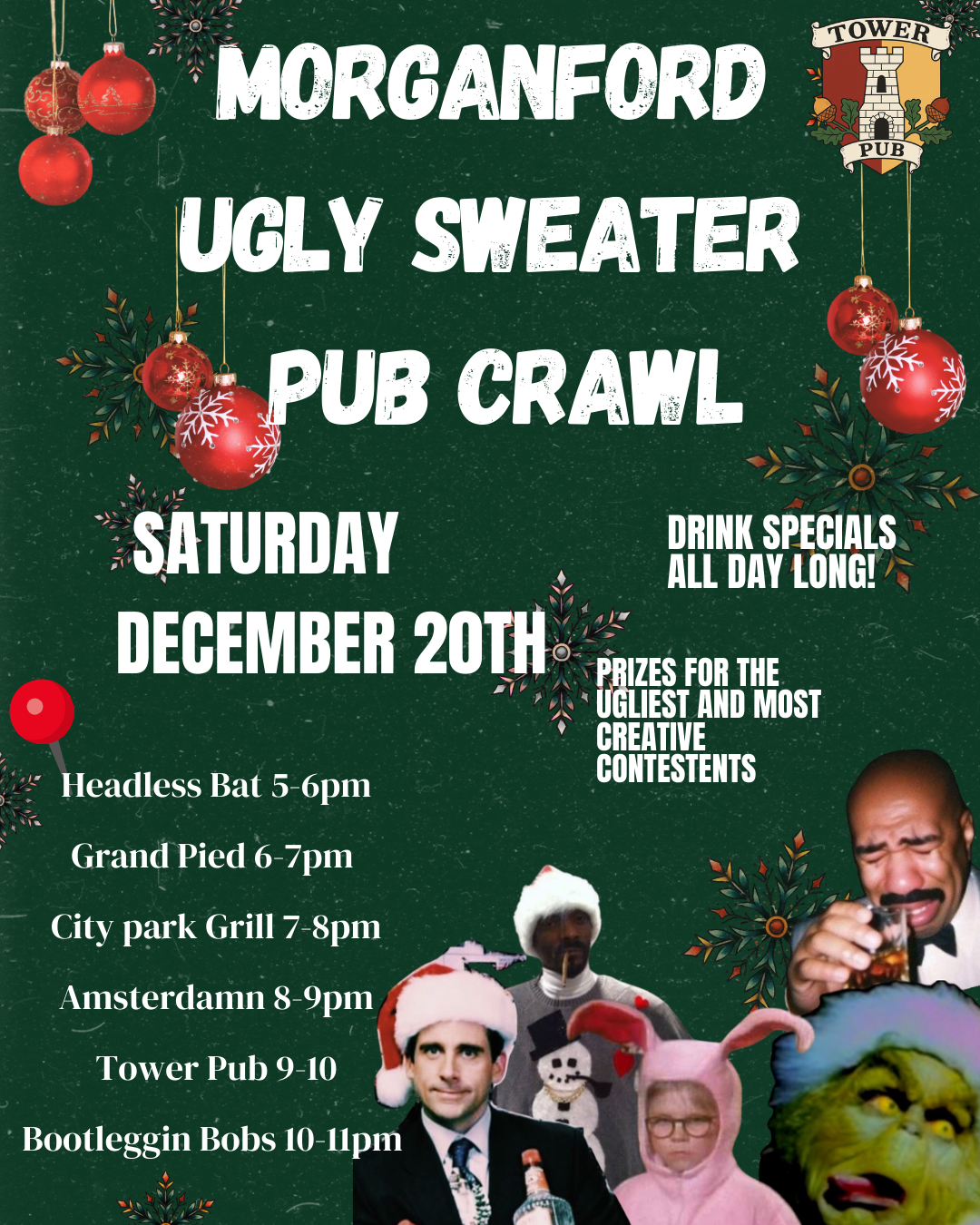 Ugly Sweater Bar Crawl. 