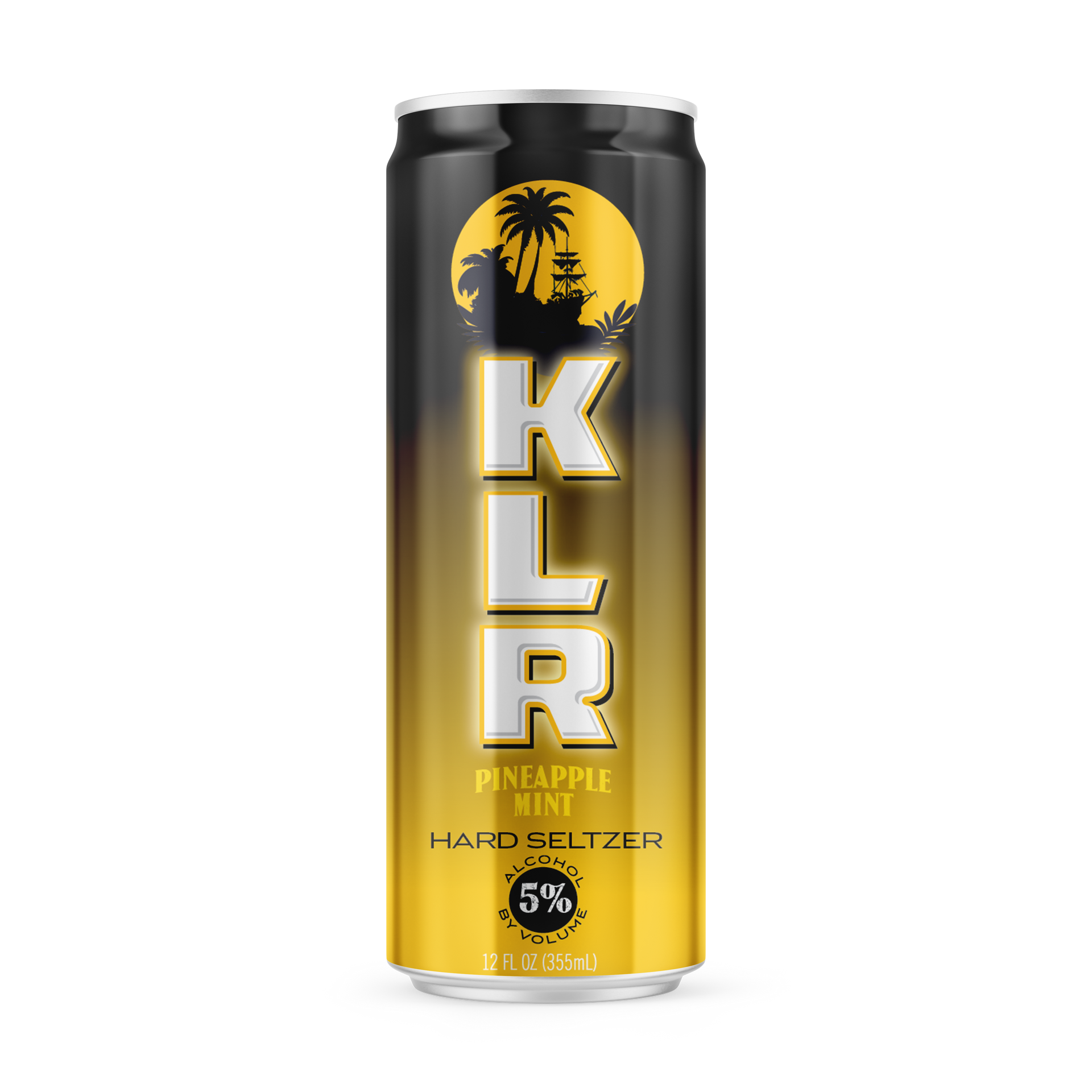 A can of klr pineapple mint hard seltzer on a white background.