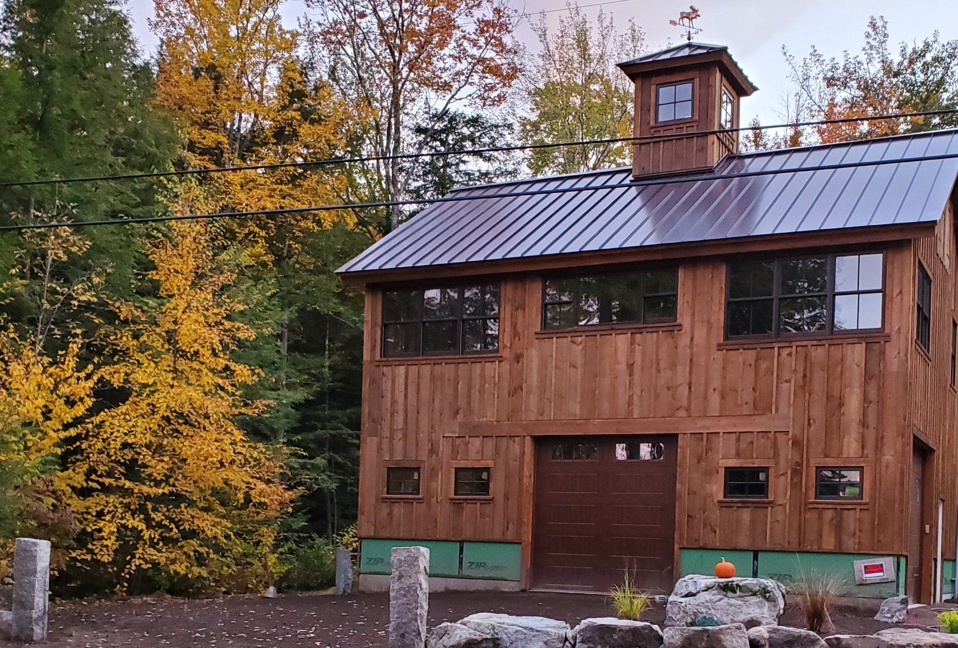 Moultonborough NH barn-garage standing seam color bronze