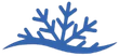 Blue stylized snowflake over a blue wave. Blue stylized snowflake over a blue wave.