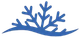 Blue decorative design of a plant or snowflake on a wavy line. Blue decorative design of a plant or snowflake on a wavy line.