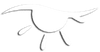 A stylized white bird with curved lines for wings, body, and legs. A stylized white bird with curved lines for wings, body, and legs.
