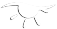 A stylized white bird with curved lines for wings, body, and legs. A stylized white bird with curved lines for wings, body, and legs.