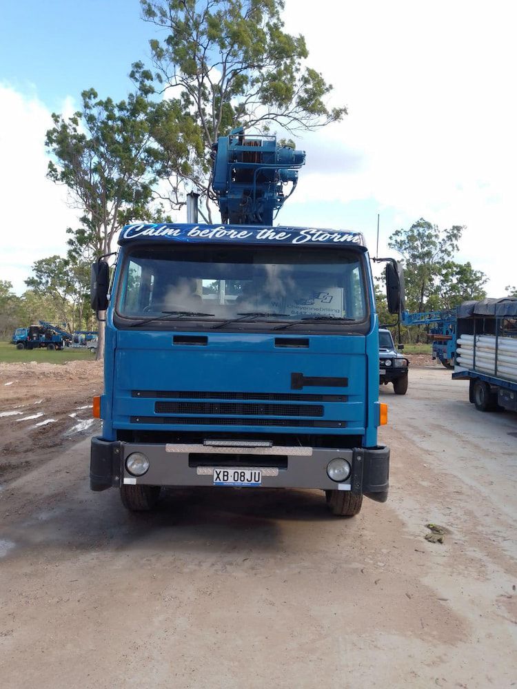 A Blue Truck is Parked on the Side of the Road — Cheyenne Drilling on the Sunshine Coast, QLD