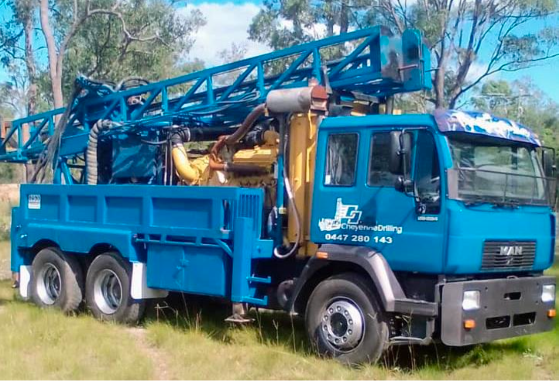 Blue Drilling Rig Truck Parked Outdoors — Cheyenne Drilling on the Sunshine Coast, QLD
