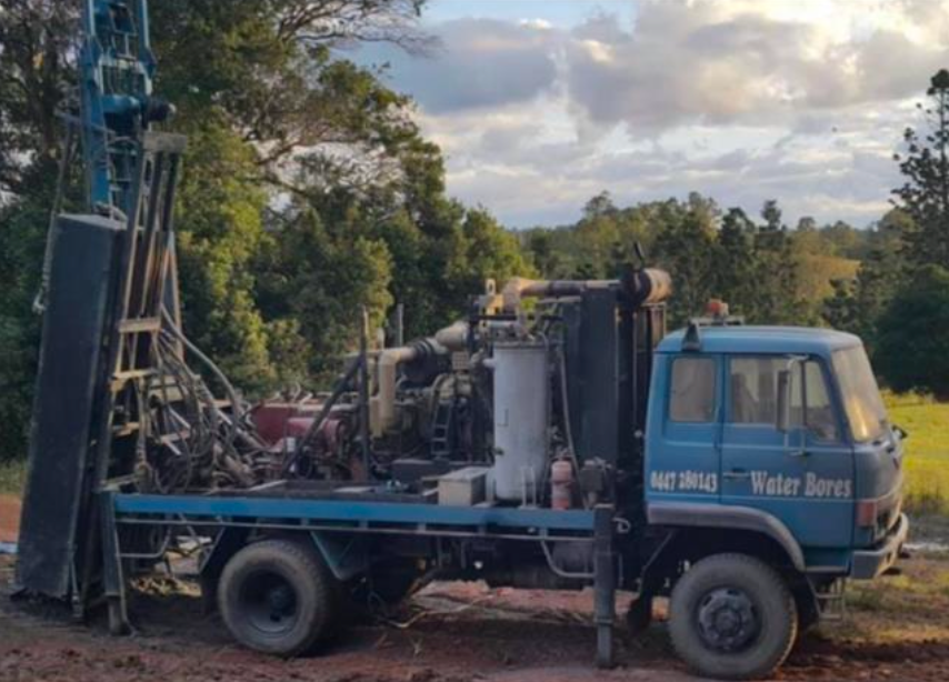 Drilling Rig on a Truck Used for Water Bores Parked on Dirt Road — Cheyenne Drilling on the Sunshine Coast, QLD