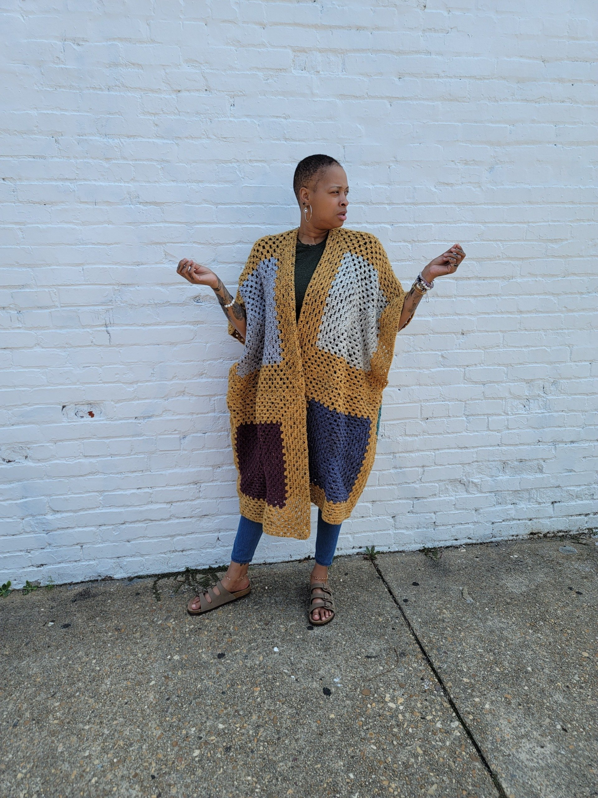 Crocheted Granny Square Coat