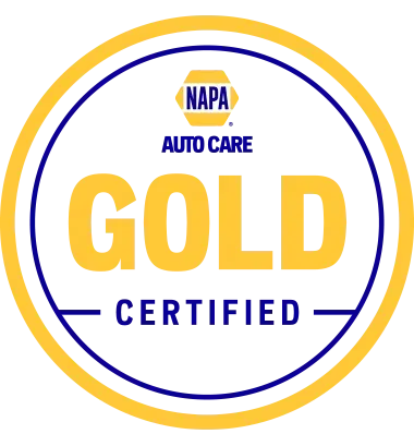 A napa auto care gold certified sticker on a white background