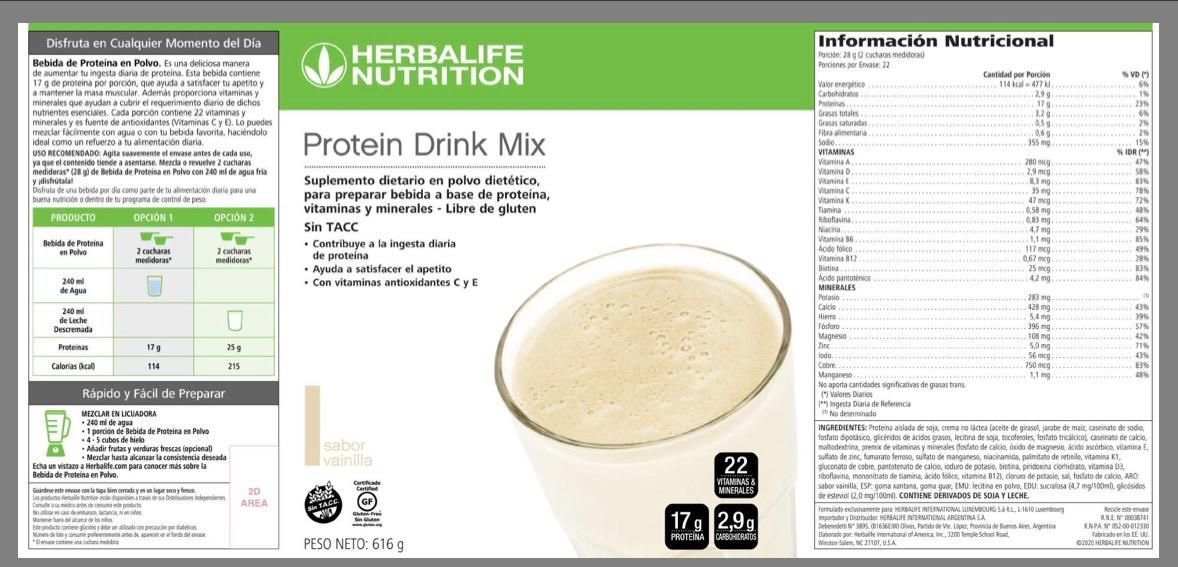 Protein Drink Mix Vainilla 616g