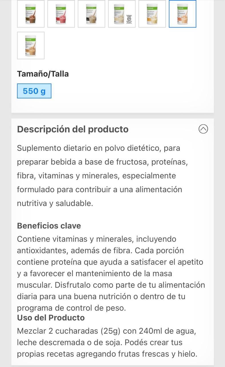 Batido Nutricional Proteico Durazno Sin Tacc 550g