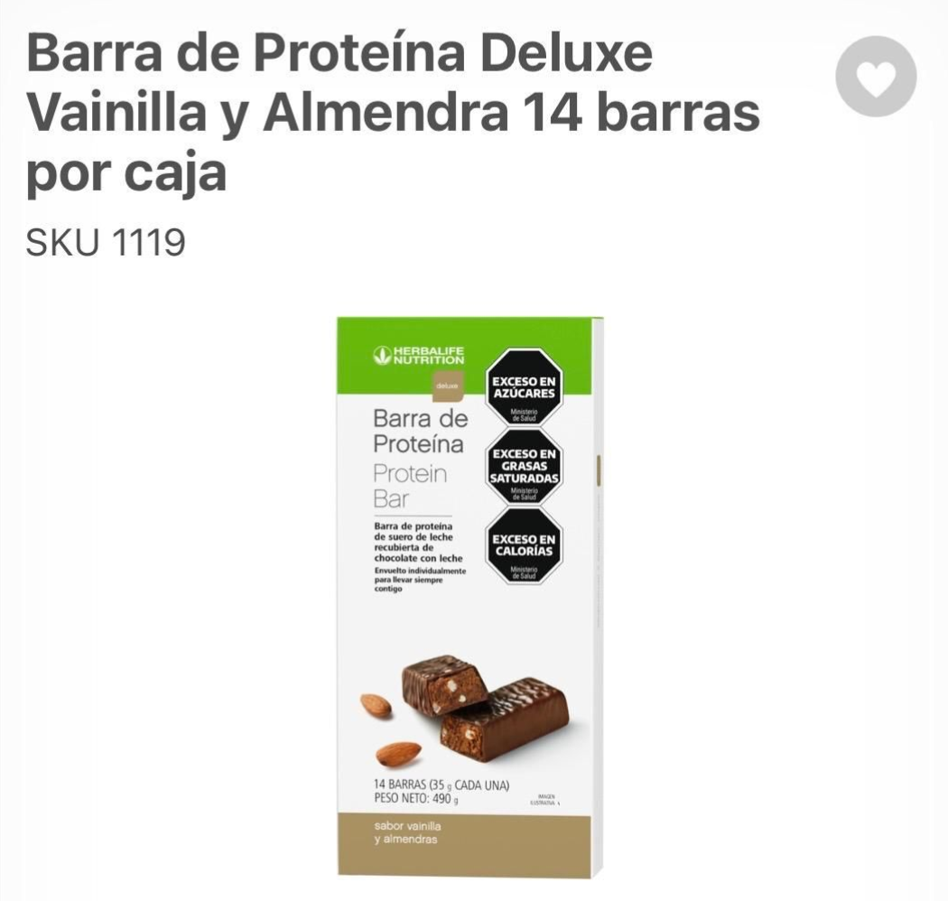 Barra de Proteína Deluxe Vainilla y Almendra 14 barras por caja