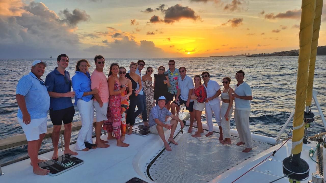 Sail the Phoenix: guests enjoying St. Martin sunset cruise 