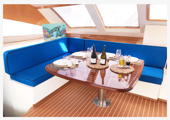 Sail the Phoenix: Sail Charter St. Martin Table with foods and drinks