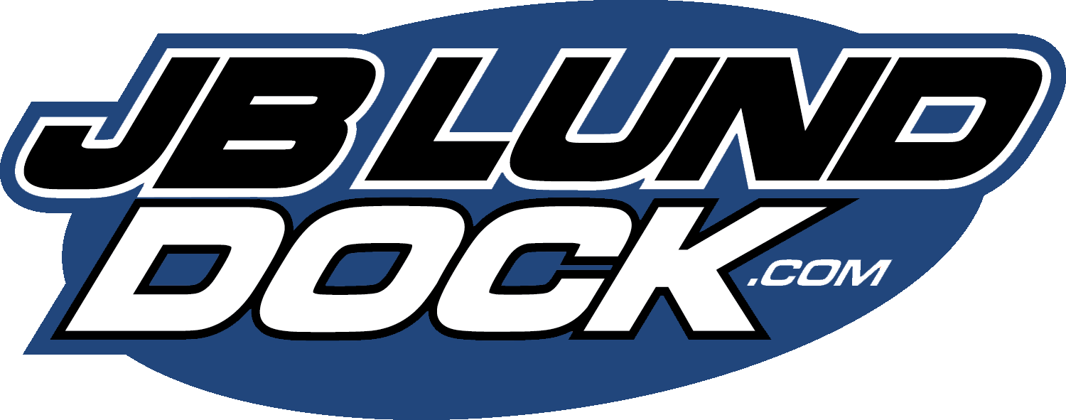 A blue and white logo for jblund dock.com