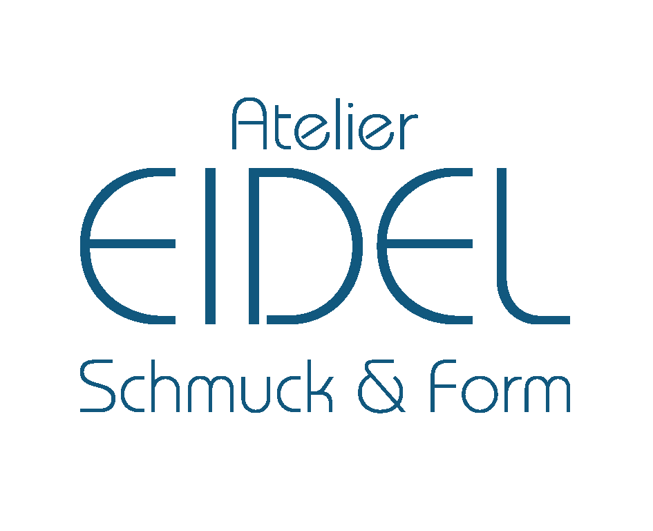 Ein blaues Logo für Atelier Eidel Schmuck & Form