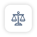 A line drawing of a scale of justice on a white background.