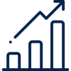 A line drawing of a graph with an arrow pointing up.