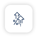 A line icon of arrows and percentages going up.