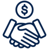 A handshake with a dollar sign above it.
