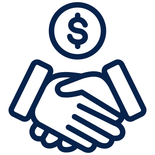 A handshake with a dollar sign above it.