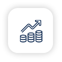 A line icon of a graph with an arrow pointing up.