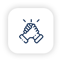 A line icon of two hands giving each other a high five.