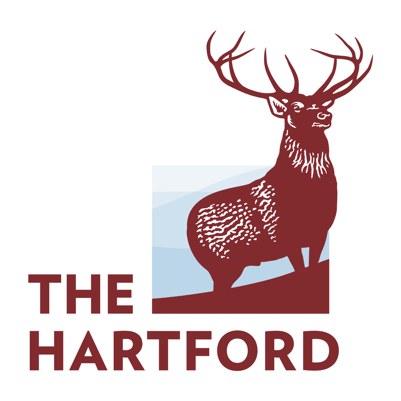 The hartford logo has a deer standing on a hill
