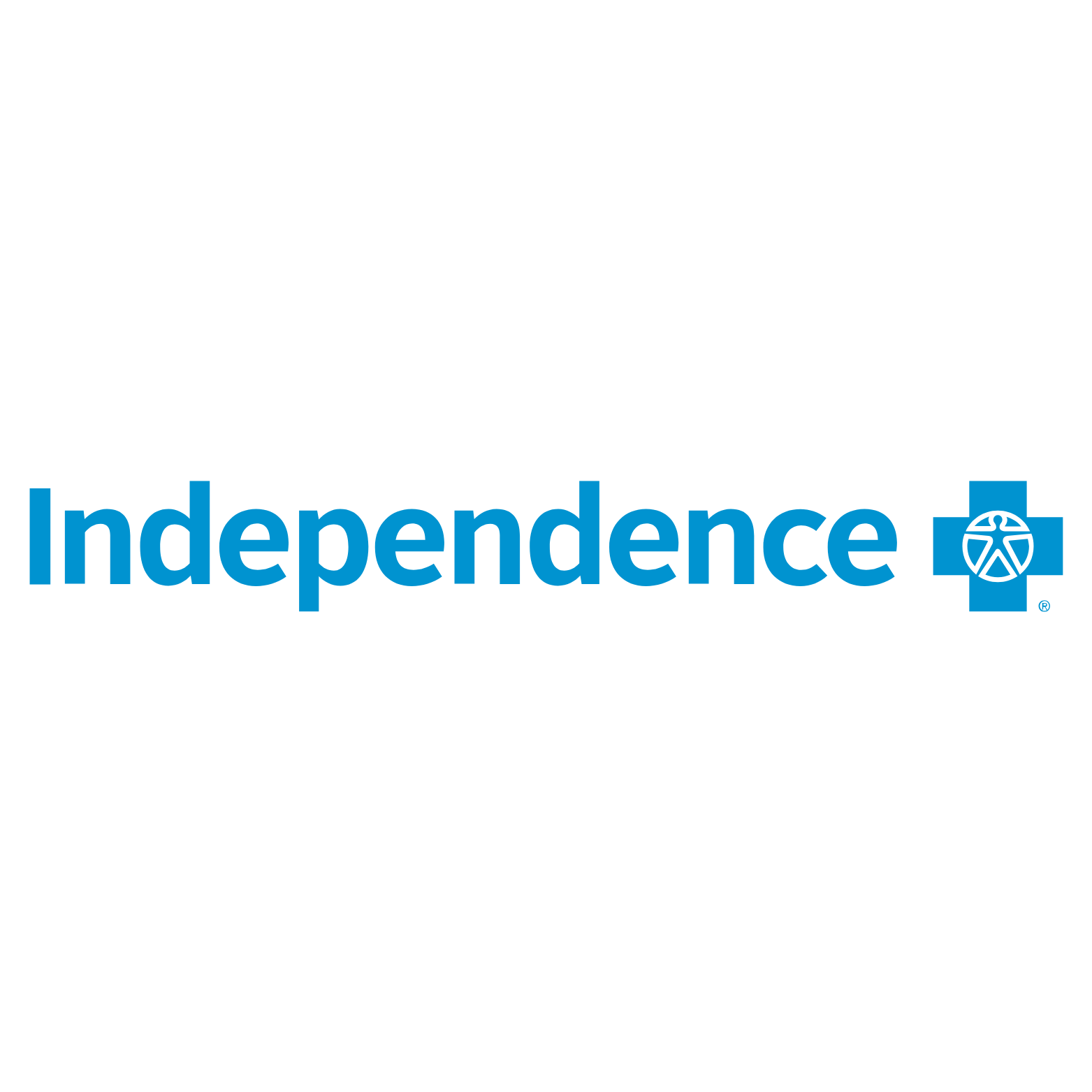 The independence logo is blue and white and has a cross on it.