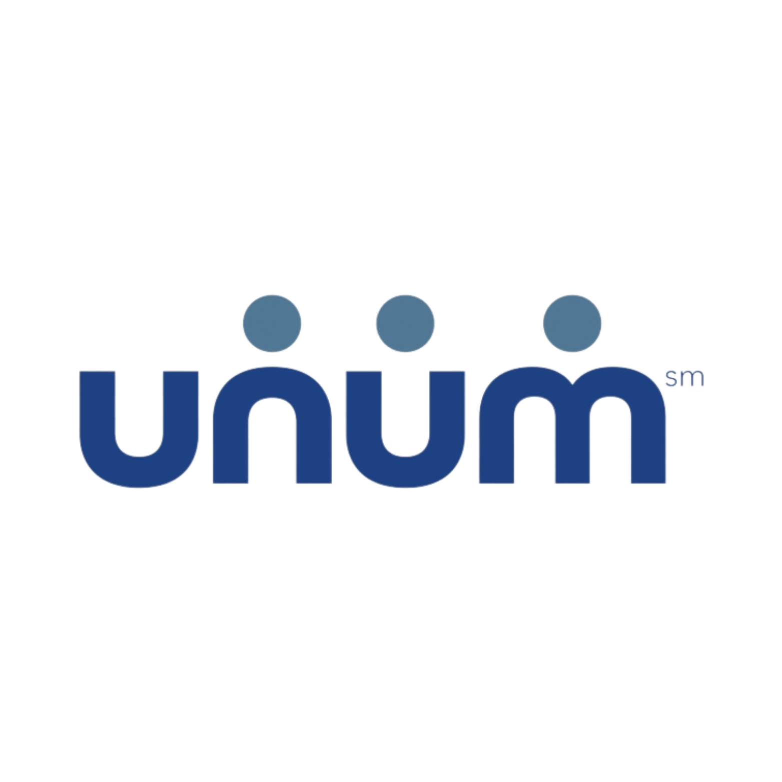 A blue and white logo for a company called unum.
