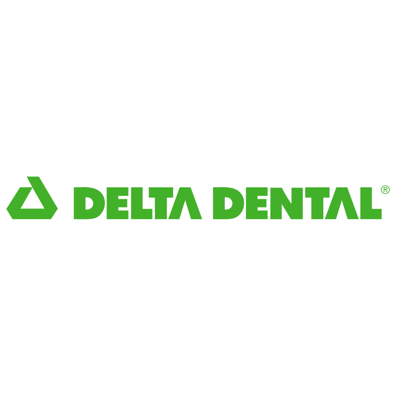 The delta dental logo is green and white on a white background.