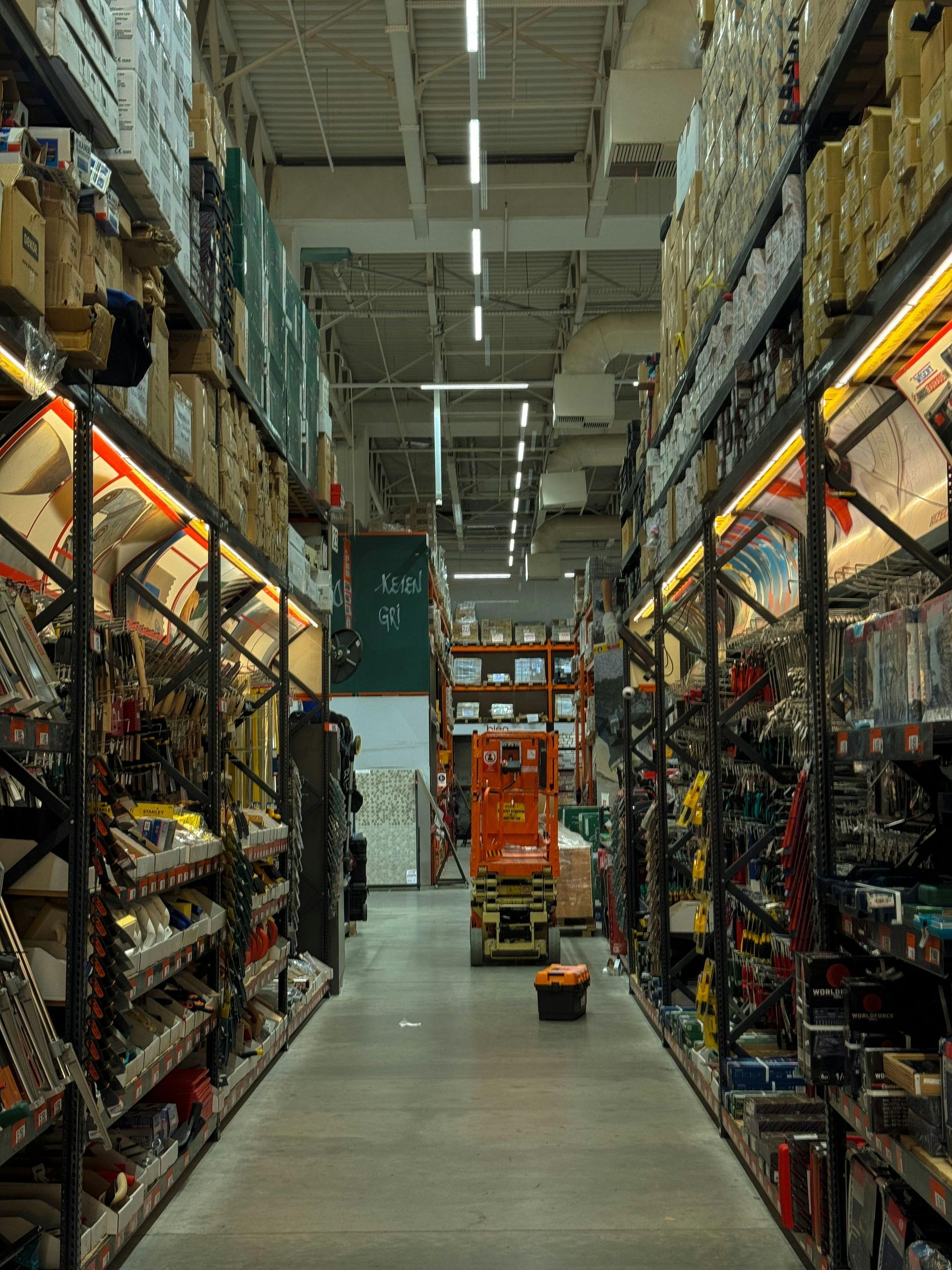 A warehouse filled with lots of shelves and boxes